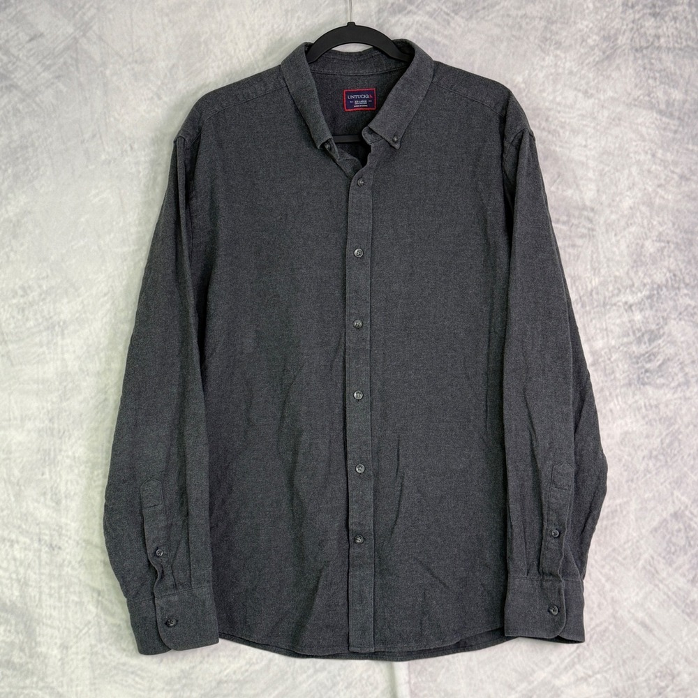 UNTUCKit flannel shirt Mens sz XXL 100% Cotton Long Sleeve Button Down gray